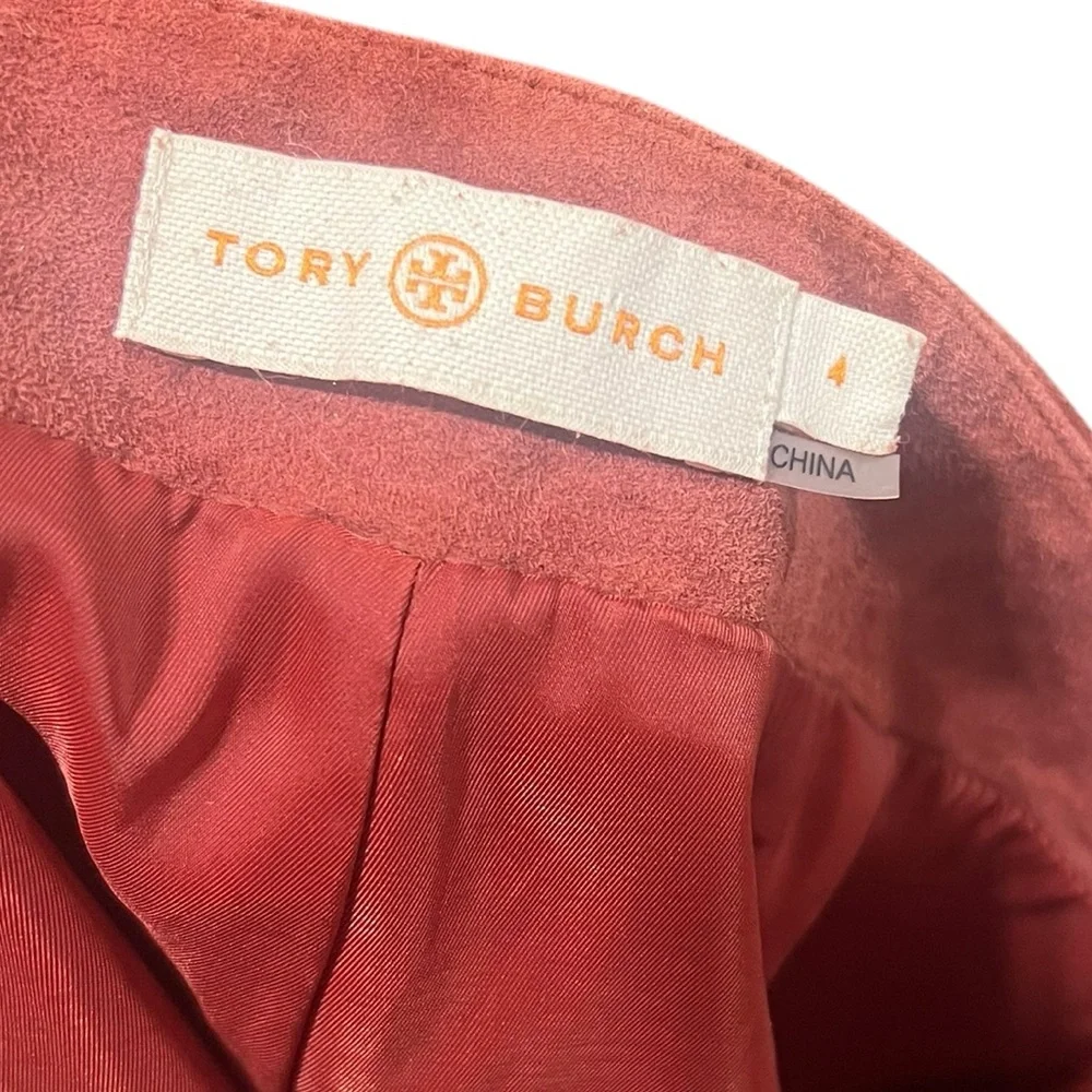 Tory Burch Brick‎ Color Lined Hidden Side Zipper Cattle Leather Shorts Size 4